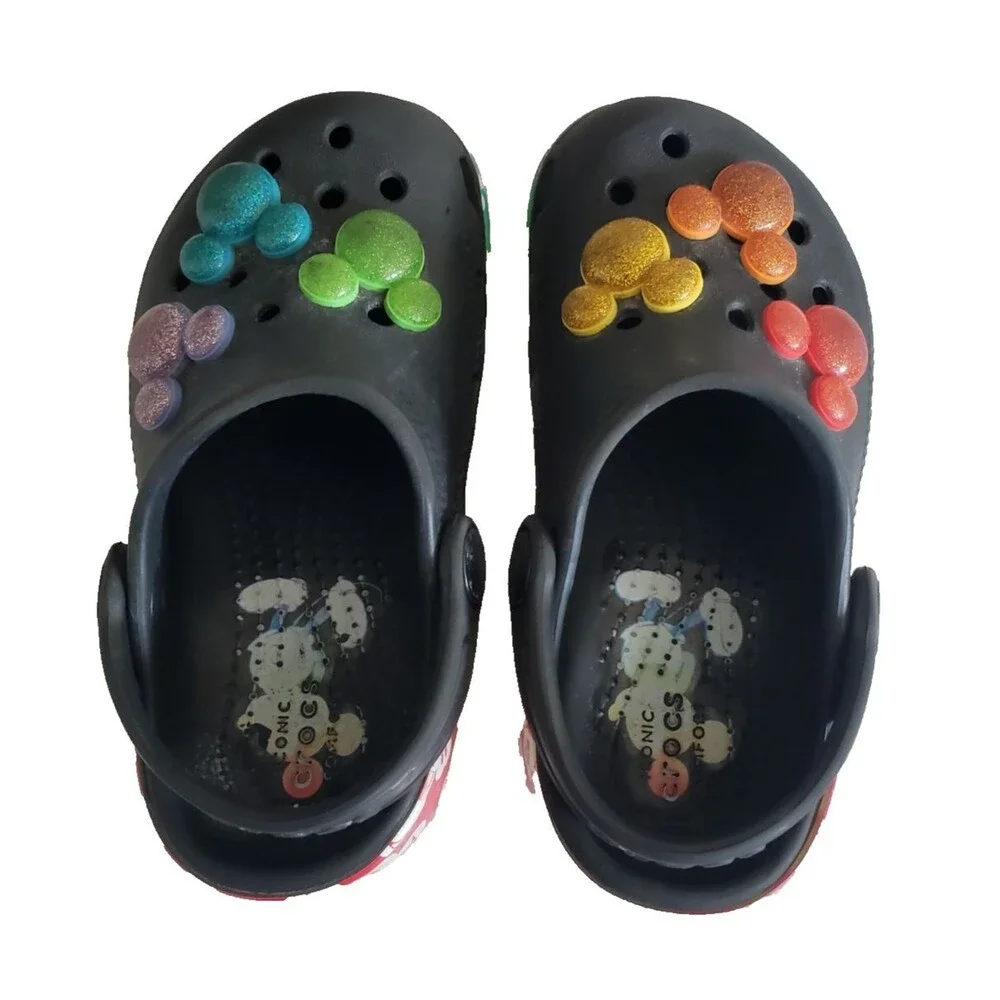 Toddler Disney Pride Black And rainbow Mickey Classic Crocs Toddler Sz C 9